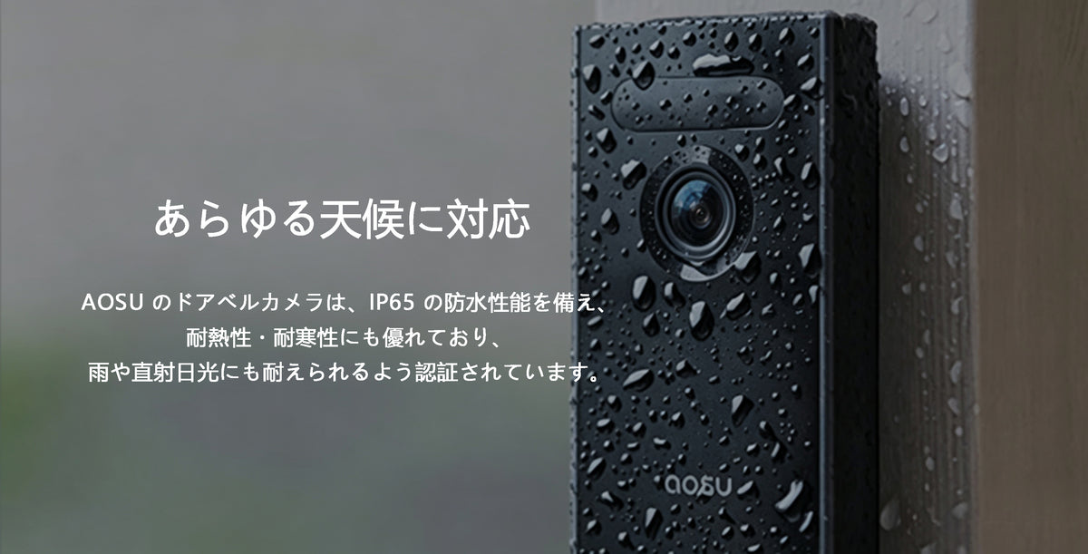The aosu camera doorbell feature as IP65 waterproof rating, certified to withstand heat, cold, rain or sunlight